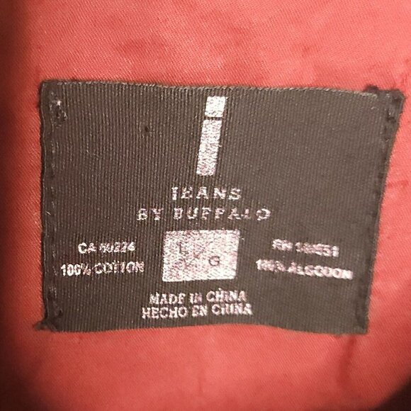 I Jeans By Buffalo Mens Dark Red Button Down Casual Large - Picture 4 of 5